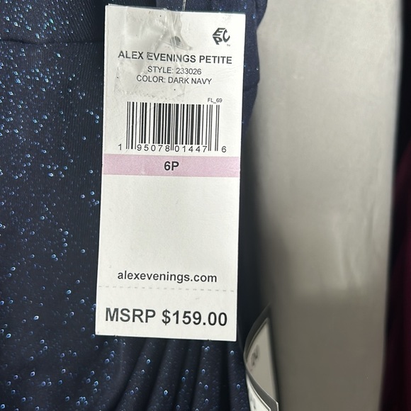 Alex Evenings Glitter Mesh Cold Shoulder Cap Sleeve Side Slit Ruched Gown - Picture 10 of 11